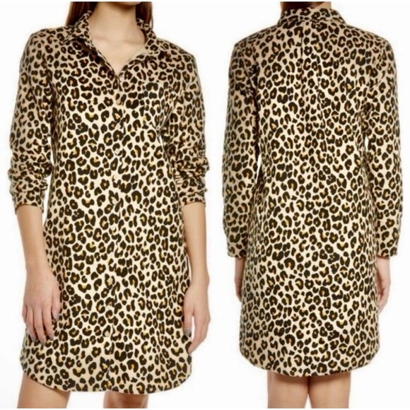 Nordstrom Other - Nordstrom Tan Shore Leopard Print Button Down Nightgown Sleep Shirt NWT $45 XXS